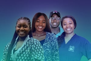 De gauche à droite : Vimbai Masiyiwa, Esther Masiyiwa, Moses Masiyiwa et Sarah Masiyiwa. © MONTAGE JA : DR