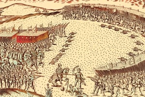 La bataille d’Alcácer-Quibir, ou « Bataille des Trois Rois », marquée par la victoire des Marocains sur les Portugais, illustration de 1629 exposée au musée du Fort de Ponta da Bandeira. © WIKI
