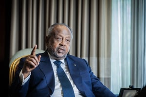 Ismaïl Omar Guelleh, président de la République de Djibouti, le 26 février 2024, lors de l’interview accordée à Jeune Afrique. © Vincent Fournier pour JA