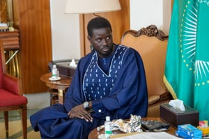 Bassirou Diomaye Faye au Palais présidentiel, à Dakar, le 28 mars 2024. © Présidence du Sénégal