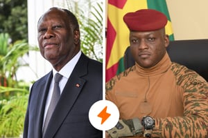 Alassane Ouattara et Ibrahim Traoré. © Montage JA ; Sia KAMBOU/AFP ; Presidence du Faso