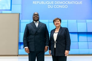 La directrice générale Kristalina Georgieva rencontre le président de la RDC Félix Tshisekedi au FMI à Washington, le 2 mars 2020 © Joshua Roberts/FMI