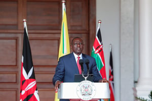 Le président kényan William Ruto au palais d’État, à Nairobi, le 11 juillet 2024. © Thomas Mukoya/Reuters