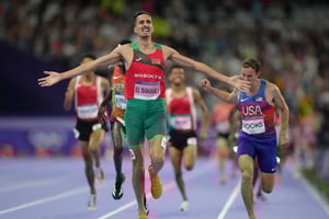 Le Marocain Soufiane El Bakkali qui célèbre sa victoire. © CHINE NOUVELLE/SIPA