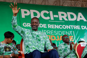 Tidjane Thiam lors de son premier meeting officiel à Soubré, en Côte d’Ivoire, le 22 juin 2024. © Luc Gnago/REUTERS