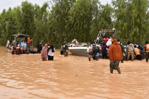 Les rues de Niamey, rendues impraticables par les inondations, le 20 août 2024. © BOUREIMA HAMA/AFP