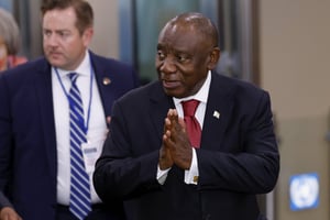 Cyril Ramaphosa, président de l’Afrique du Sud, lors de l’Assemblée générale des Nations unies. © Stefan Jeremiah/AP/SIPA