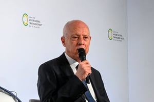 Le président tunisien, Kaïs Saïed, à Paris le 22 juin 2023. © Tunisian Presidency/SIPA