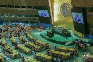 Félix Tshisekedi, le président de la RDC, s’exprimant à l’Assemblée générale de l’ONU, le 25 septembre 2024. © UN Photo/Loey Felipe