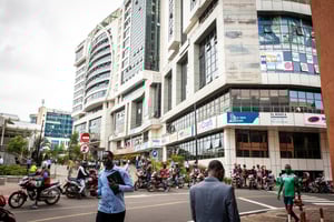 Centre ville de Kigali, au Rwanda, quartier des affaires, 2023. © Vincent FOURNIER pour JA