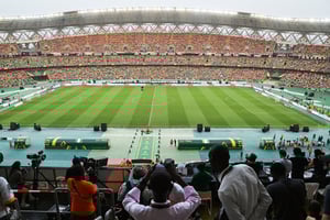 Le stade olympique Alassane Ouattara, lors de la finale de la CAN opposant la Côte d’Ivoire au Nigeria, le 11 février 2024. © Issouf SANOGO/AFP