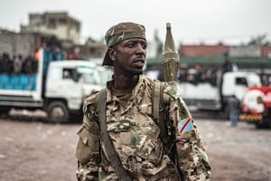 Un membre du M23, dans les rues de Goma, dans l’est de la RDC, le 30 janvier 2024. © Photo by Daniel Buuma/Getty Images/ via AFP