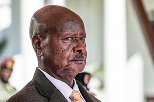 Yoweri Museveni, le président ougandais, à Entebbe, le 9 novembre 2019. © Sumy Sadurni / AFP