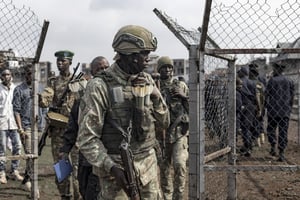 Un membre du M23 à Goma, en février 2025. © Michel Lunanga/AFP