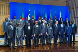 Réunion de personnalités clés de la finance en Afrique centrale sous l’impulsion d’Éric Lombard (1er rang, 5e à g.), ministre français de l’Économie et des Finances, le 17 avril 2025 à Bercy. © Facebook