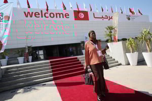 Le palais des congrès de Tunis lors de l’accueil de la Ticad 8, en 2022. © Mohamed Hammi/Sipa