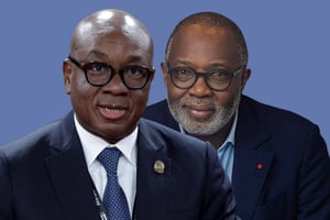 Le président sortant de la FIF, Yacine Idriss Diallo, et l’homme d’affaires Malick Tohé.
