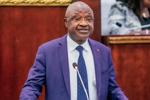 Essowè Georges Barcola, le ministre togolais de l’Économie et des Finances, à l’Assemblée nationale le 26 mars 2025. © DR
