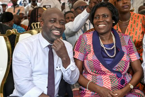 Charles Blé Goudé et Simone Gbagbo, à Yopougon, le 26 novembre 2022. © Sia KAMBOU / AFP