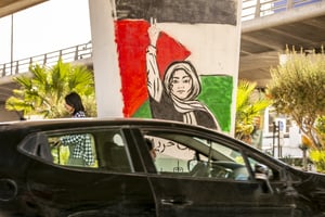 Fresque murale exprimant un soutien à la cause palestinienne, à Tunis, le 17 novembre 2023. © Yassine Gaidi/Anadolu via AFP