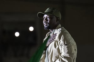 L’opposant sénégalais Ousmane Sonko, lors d’un meeting à Dakar, le 14 mars 2023. © John Wessels/AFP