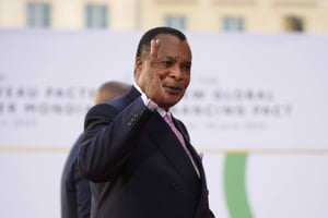Le président congolais Denis Sassou Nguesso, le 23 juin 2023 à Paris. © Lewis Joly/AP/SIPA