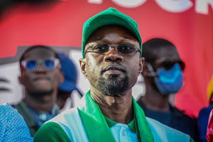 L’opposant sénégalais Ousmane Sonko, le 8 juin 2022 à Dakar. © Erick Ahounou/ACHOURA/AID