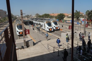 Rames du Train express régional (TER) en gare de Dakar, le 5 février 2025. © Ricci Shryock / AFP