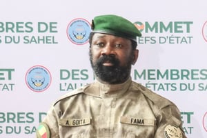 Le président de la transition au Mali, Assimi Goïta, au sommet de l’AES, à Niamey, le 6 juillet 2024. © AFP