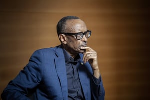Paul Kagame, président de la République rwandaise, en avril 2024. © Vincent Fournier pour JA