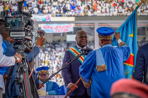 Le président congolais Félix Tshisekedi, lors de sa prestation de serment, le 20 janvier à Kinshasa. © Arsene MPIANA MONKWE / AFP
