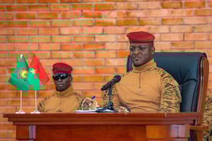 Le capitaine Ibrahim Traoré, à Ziniaré, dans la région du Plateau-Central, le 20 mars 2025. © Présidence du Faso