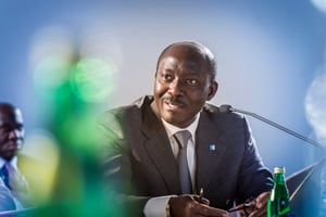Henri-Claude Oyima, nouveau ministre gabonais de l’Économie et des Finances. © Eric Larrayadieu/AFRICA CEO FORUM/J.A