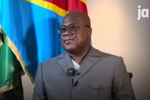 Le président congolais Félix Tshisekedi, lors de son interview à deux médias congolais, le 6 août 2024. © X André Ndambi Officiel