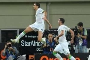 Karim Matmour laisse éclater sa joie après le but décisif qualifiant l’Algérie pourla 1/2 finale © AFP