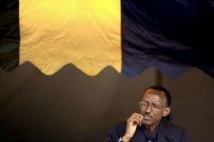 Le président Rwandais Paul Kagame, le 7 avril 2006 à Nyamasheke © AFP