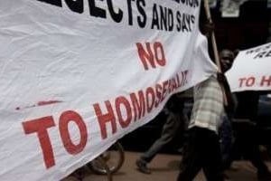 Manifestation contre l’homosexualité, le 14 février 2010, près de Kampala, en Ouganda © AFP