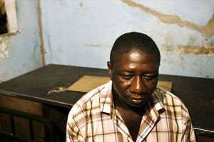 Ousmane Conté, fils de l’ancien président, en détention à la gendarmerie de Conakry, en 2008. © Jérôme Delay-AP/SIPA