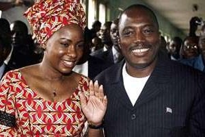 Le président, Joseph Kabila, avec son épouse, Olive Lembe di Sita. © Issouf Sanogo/AFP.