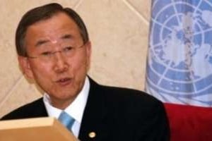 Le secrétaire général des Nations unies Ban Ki-moon le 29 mai 2010 à Lilongwe, au Malawi. © AFP