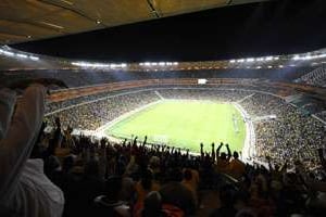Le stade Soccer City, à Soweto, lors d’un match amical le 27 mai. © AFP