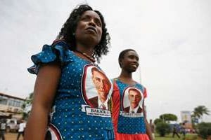 À Accra, en juillet 2009, lors de la première visite d’Obama sur le continent. © Finbar O’Reilly/Reuters