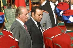 Les deux souverains à Marrakech, le 17 janvier 2005. © Jean Blondin/Reuters