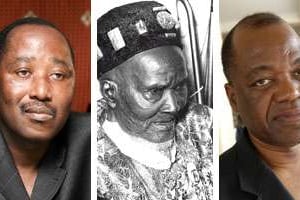 Amadou Gon Coulibaly (à g.), Issa Malick Coulibaly (à dr.) et leur ancêtre commun Péléforo Gbon © D.R.