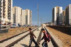 Le chantier du futur tramway d’Alger : déjà près de deux ans de retard. © New Press/Sipa