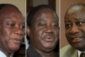 Les trois candidats au premier tour de la présidentielle ivoirienne. © Pana