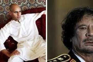 Les Kaddafi, père (à d.) et fils. © J.A.
