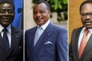 De gauche à droite : Teodoro Obiang Nguema, Denis Sassou Nguesso et feu Omar Bongo Ondimba. © AFP