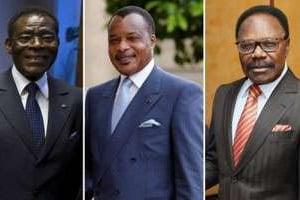 Les présidents Teodoro Obiang Nguema, Denis Sassoun Nguesso et feu Omar Bongo Ondimba. © AFP