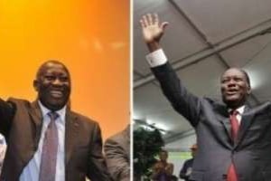 Ouattara – Gbagbo : depuis le 28 novembre, la Côte d’Ivoire compte un président de trop. © AFP